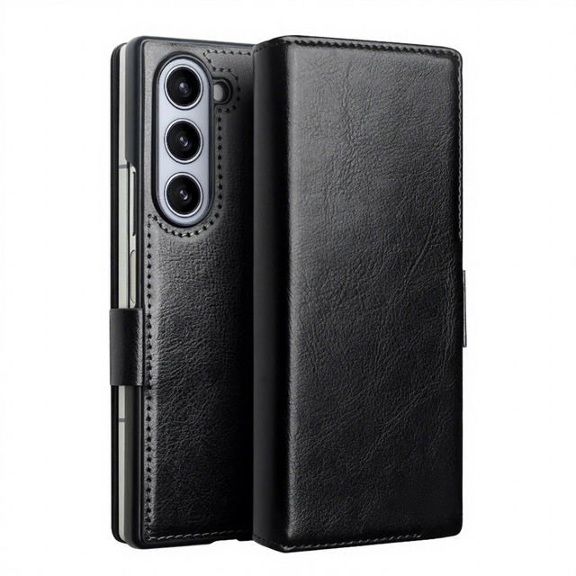 2024 WEVIEW Premium Handmade Full Grain Leather Flip Phone Wallet Case for for Z Fold 5 Magnetic Closure