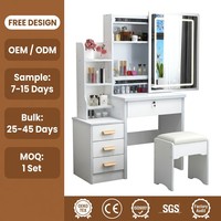 Miroir LED Électrique Design Moderne avec Rangement Intégré et Coiffeuse pour Petits Espaces Chambre à Coucher - Vente en Gros