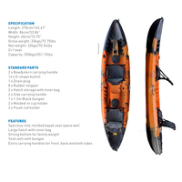 Kayak en tandem pour la pêche à pédales, avec siège double, canoë/kayak en plastique pour 2 personnes, 2024