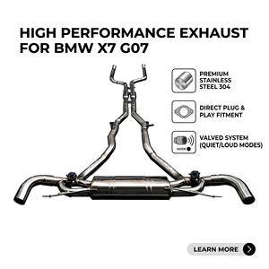 ท่อไอเสียสแตนเลส Vortex High Flow สำหรับ BMW X7 G07 พร้อมชุดประกอบพอร์ตโครเมียมแบบ Bypassed Center Drum รุ่น Assembly Line Mod - Product Image 1