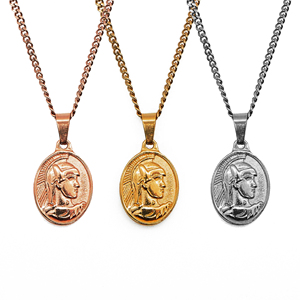 Pendentif 75 cm en acier inoxydable 316L pour hommes, collier avec <span class=keywords><strong>médaille</strong></span> religieuse ovale, en <span class=keywords><strong>or</strong></span>, collégion romain - Product Image 1