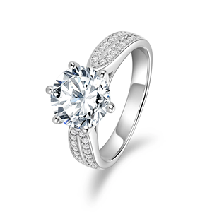 <b>Custom</b> Unisex Eternity 925 Sterling Silver Diamond Natural Fine Jewelry Engagement Ring - Product Image 2