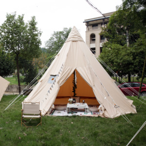 Tienda de Campaña Impermeable de 5 m, Tienda de Campaña Gigante Tipo <span class=keywords><strong>Tipi</strong></span> para Acampar al Aire Libre, Tienda de Campaña de Lona Tipo <span class=keywords><strong>Tipi</strong></span> <span class=keywords><strong>Indio</strong></span>, Tienda de Campaña Piramidal - Product Image 1