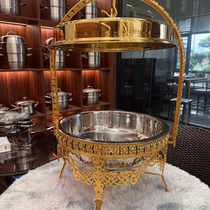 ゴールデンキーモダン9Lステンレス鋼チャフィング皿セットガス蝶吊りストーブ温温保持装置 - Product Image 5