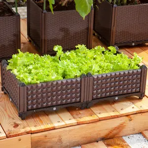 Brown planting box European family balcony vegetable pot large plastic flower pot one meter flower pot stand vegetable garden