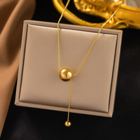 Kalung Mutiara Minimalis Elegan Anti Karat Lapis Emas 18k Tahan Air untuk Wanita, Grosir Perhiasan Fashion