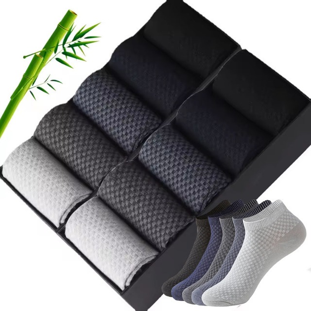 Double-needle Bamboo Fiber Socks for All Seasons, Business Mid-calf