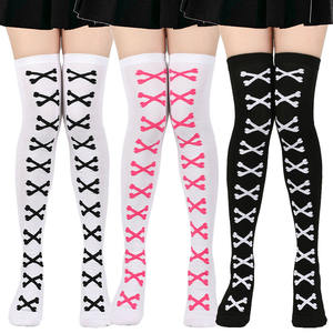 Halloween mujeres niñas sobre la rodilla alta fiesta vacaciones Cosplay <span class=keywords><strong>medias</strong></span> sangrado murciélagos <span class=keywords><strong>esqueleto</strong></span> patrón Calcetines - Product Image 1