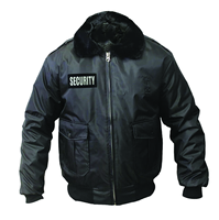 Chaqueta Bomber al por Mayor IBS, Chaqueta Bomber con Cuello de Forro Polar, Negra, Poliéster/Algodón, Unisex, Reflectante, Cortavientos para Guardias de Seguridad