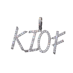 Dropshipping Fashion Jewelry <b>Custom</b> <b>Name</b> <b>Necklace</b> 925 Sterling Silver Rhodium Plated VVS Moissanite Hiphop Style Letter Initial - Product Image 2