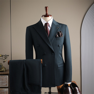 Personalizza pantaloni da <span class=keywords><strong>uomo</strong></span> in lana <span class=keywords><strong>di</strong></span> fascia alta 3 pezzi con cerniera a doppio petto e giacca <span class=keywords><strong>di</strong></span> seta per abito da sposo - Product Image 1