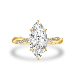SGARIT custom 14K Women's <b>Cushion</b> Cut 4ct Yellow LAB Diamond Engagement <b>Ring</b> With Pavé Side Diamonds IGI Certified Classic Style - Product Image 4