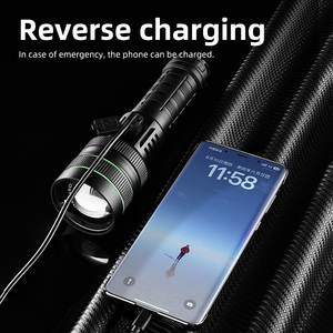 Helius Nâng Cấp Bán Buôn New Có Thể Sạc Lại Hiển Thị Kỹ Thuật Số Ánh Sáng Mạnh Mẽ Dài Bắn 26650 Pin <span class=keywords><strong>LED</strong></span> Zoom TYPE-C Đèn Pin - Product Image 6