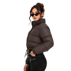 <span class=keywords><strong>Doudoune</strong></span> courte matelassée pour <span class=keywords><strong>femme</strong></span>, col montant, fermeture éclair, manches longues, manteau d'hiver chaud, vente en gros de vêtements d'extérieur - Product Image 2