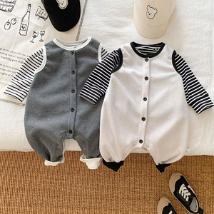 Nuevo bebé primavera otoño Color sólido niños y mono informal completo niñas niños sin mangas - Product Image 5
