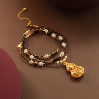 Collier en alliage de résine TANGPEI, inspiré des créateurs, nouveau style chinois, motif lune filigrané, pendentif gourde brossé or, chaîne de clavicule