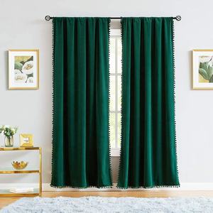Elegant Plain Grey Custom Blackout Thick Velvet Ready Made Curtains Drapes Panel for Bedroom Living Room <strong>Door</strong> Beaded Curtain - Product Image 4