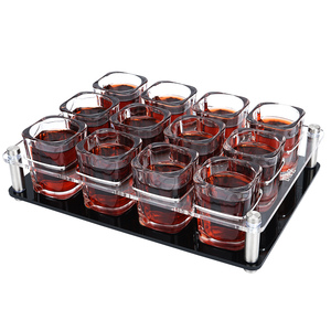 6pcs/12pcs Set Shot Glass Holder Plastic Tray Shot, Crystal Creative Whiskey Cup Custom Logo Decorative 2oz Shot Glass
