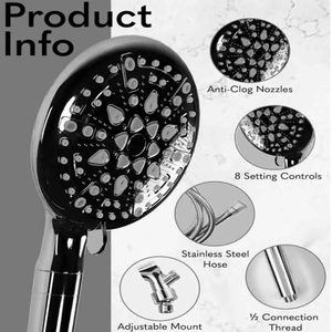 Adjustable 9-Function Handheld Showerhead Filtered Rainfall <strong>Sprayer</strong> High Pressure <strong>Detachable</strong> Design Bathroom <strong>Faucet</strong> Accessory - Product Image 3