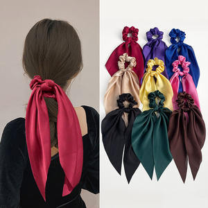 ที่มัดผมแบบยืดหยุ่นสำหรับผู้หญิงริบบิ้นยาวที่มัดผมทรงหางม้าสีทึบ - Product Image 5