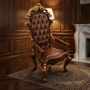 Fauteuil d'hôtel victorien en mousse durable avec cadre en acajou et pieds sablier, style moderne fait main, dossier solide, mobilier d'intérieur - Product Image 5