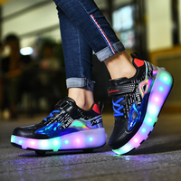 Chaussures de skate respirantes avec roues cachées, baskets LED décontractées pour jeux en plein air, chaussures à roulettes pour enfants