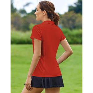 Camiseta de Polo de Golf para Mujer FOXA, Manga Corta, Secado Rápido, Cuello en V, para Tenis, Pickleball, Color Rojo, Ropa Deportiva - Product Image 2