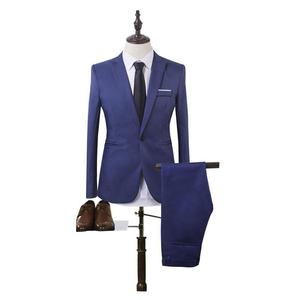 Conjunto de <span class=keywords><strong>Traje</strong></span> de 2 Piezas para <span class=keywords><strong>Hombre</strong></span>, Corte Entallado, Color Sólido, Formal, para Oficina, Boda, Novio, Esmoquin, Banquete, Ropa Casual de Negocios - Product Image 6