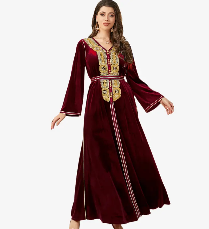 Lindo Inverno Abaya Tradicional Vestido Muçulmano Vestido De Manga Longa Vestido De Baile Delicado Suave Quente Vestido De Camurça Fornecedor Por Atacado