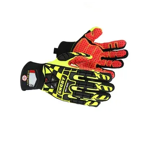 Hot Selling Oil Field Rescue Custom Design Logo Gas And Oil Safety Extrication Drill TPR Industrial Impact Work Mechanic Gloves