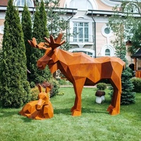 Sculpture d'animal personnalisable en acier Corten soudé, style antique rouillé, avec motifs d'oiseau, de cheval et de kangourou