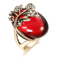 Bague gothique punk cristal rouge bague vintage esthétique géométrique irrégulière métal strass bagues pour femmes hommes bijoux accessoires