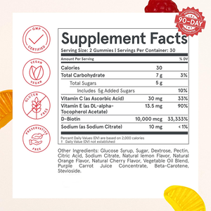 مكملات غذائية على شكل حلوى للشعر والبشرة والأظافر بنكهة مخصصة تحتوي على 10000 ميكروغرام من البيوتين وفيتامين سي/هـ لشعر وبشرة وأظافر صحية - Product Image 6