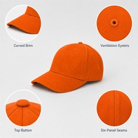 Casquette de baseball unisexe 6 panneaux style coréen personnalisée avec patch PVC, logo brodé, lettrage, boucle métallique réglable, idéale pour le team building