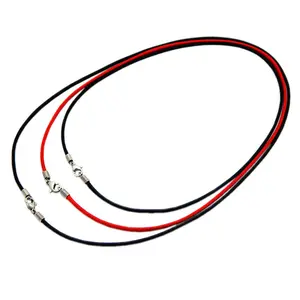 40/45/50Cm Zwart Rood Gevlochten Waxkoord Diy Hanger Ketting Sieraden Maken Handgemaakte Lederen Touw Staal sluiting String Chain