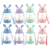 Bouteille d'eau portable en plastique grande capacité pour enfants, motif lapin estival, idéale pour la rentrée scolaire, design animal mignon, nouveauté estivale