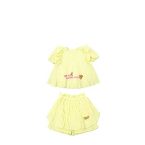 Ins Style Baby Girl Kleidung Sommer anzug Outdoor Baby Girl Soft Printed Top und Shorts Yellow Cute Sets mit Spitze