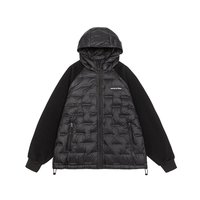 Blouson matelassé décontracté pour homme avec capuche, fermeture éclair intégrale, poches, manches en tricot, hiver, grandes tailles, surdimensionné 6XL 7XL