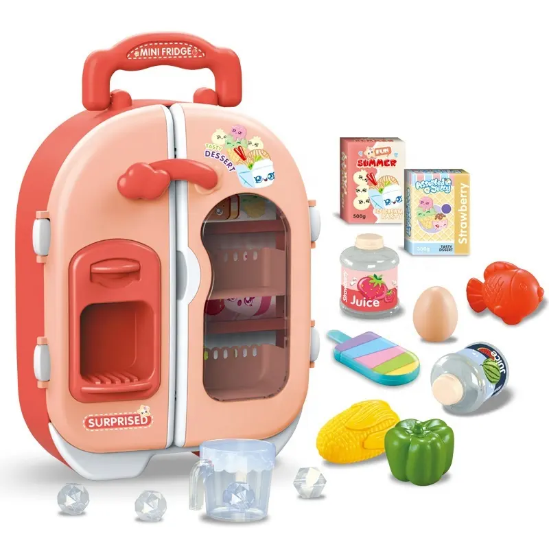 Mini réfrigérateur de cuisine magique en plastique pour enfants, jouet pour filles, faire semblant de jouer au réfrigérateur avec lumières, musique, nouvelle collection