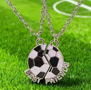 Collier BFF « Meilleurs amis <span class=keywords><strong>pour</strong></span> toujours » tendance - Pendentif <span class=keywords><strong>lettre</strong></span> en forme de ballon de football, bijoux <span class=keywords><strong>d</strong></span>'amitié sur le thème du soccer, cadeau créatif - Product Image 1