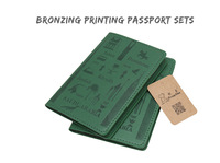 Couverture de passeport saoudien vert en cuir PU avec logo personnalisé