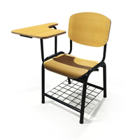 Chaise de formation moderne avec tablette d'écriture, mobilier scolaire en bois pour salle de classe, bureau à domicile et utilisation en extérieur