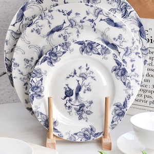 De china de hueso fino conjunto de cena azul y blanco de cerámica, platos de cena juego de vajilla de boda - Product Image 3