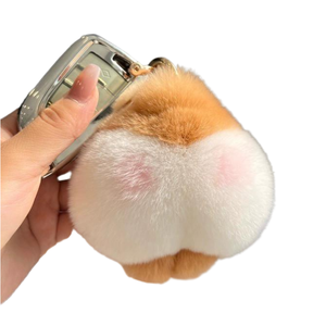 CHENXI Soft 3D Plush Corgi Pompom Key Chain Stuffed Animal Back to School Pendant