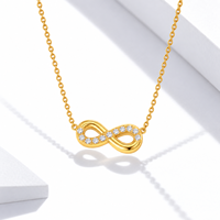 Collier pendentif infini plaqué or 14 carats avec zircon cubique rond, chaîne maille forçat, style minimaliste, unisexe, pour usage quotidien