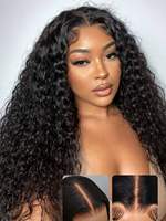 Perruque en cheveux humains bouclés personnalisée, perruque à dentelle transparente pour femmes noires