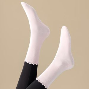 Wholesale Custom Logo <b>Compression</b> Lace Trim Grip <b>Socks</b> Women High Quality Anti Slip Fuzzy Ruffle Cotton Yoga Pilates - Product Image 4