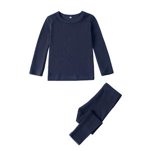 Pijamas para Niños OEM y ODM, Conjuntos de Pijamas de Algodón Acordonado de Color Liso para Niños y Niñas, Ropa de Dormir de Manga Larga - Product Image 2