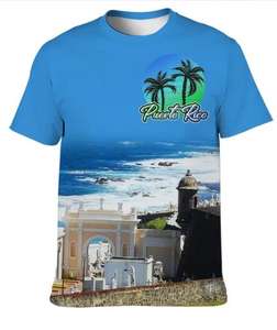 Детская футболка с коротким рукавом из 100% хлопка с полноцветной шелкографией и изображением флага Пуэрто-Рико - Product Image 5