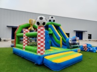 Structure gonflable de football commerciale avec toboggan, thème football, château gonflable pour enfants